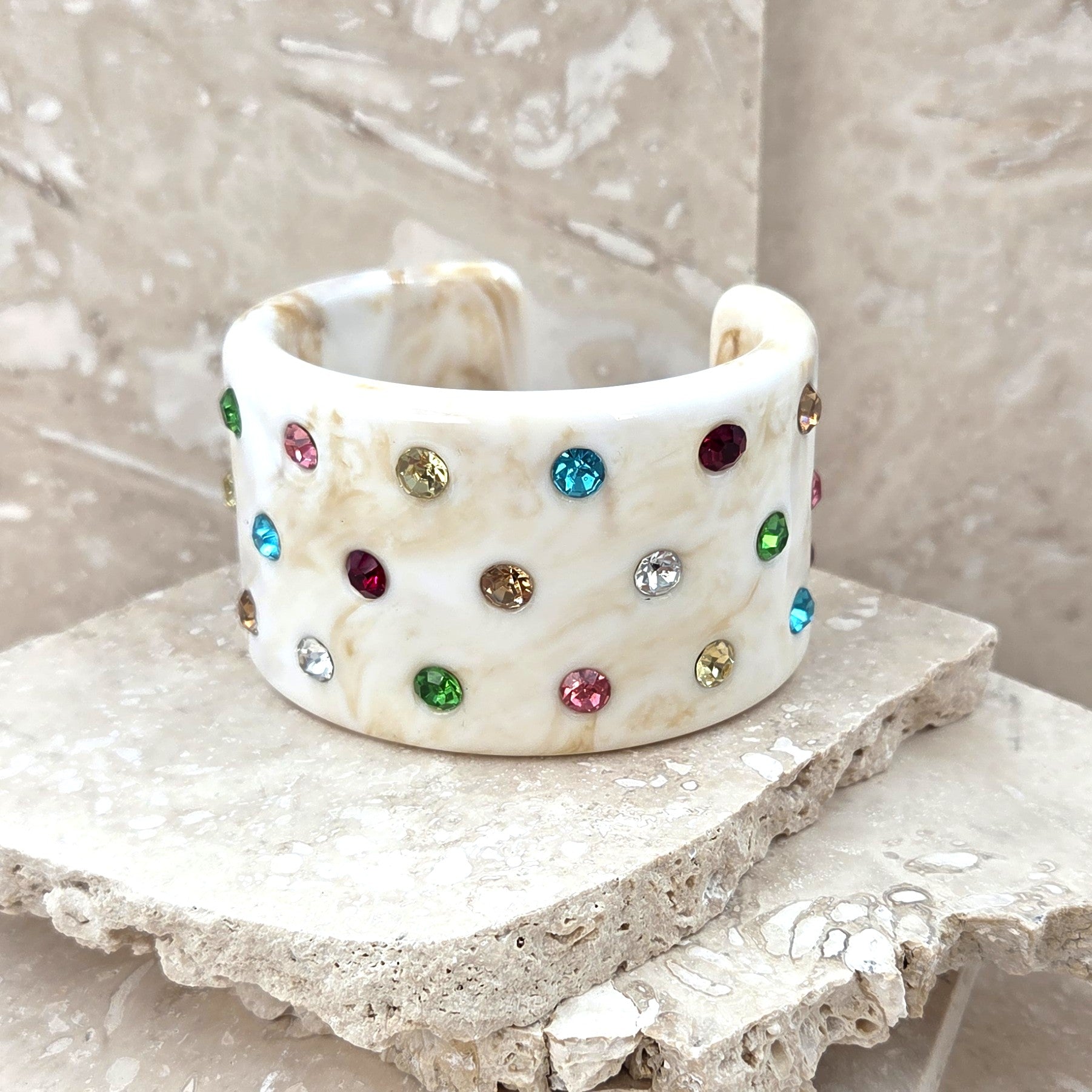 Resin Cuff With Multi Crystals
