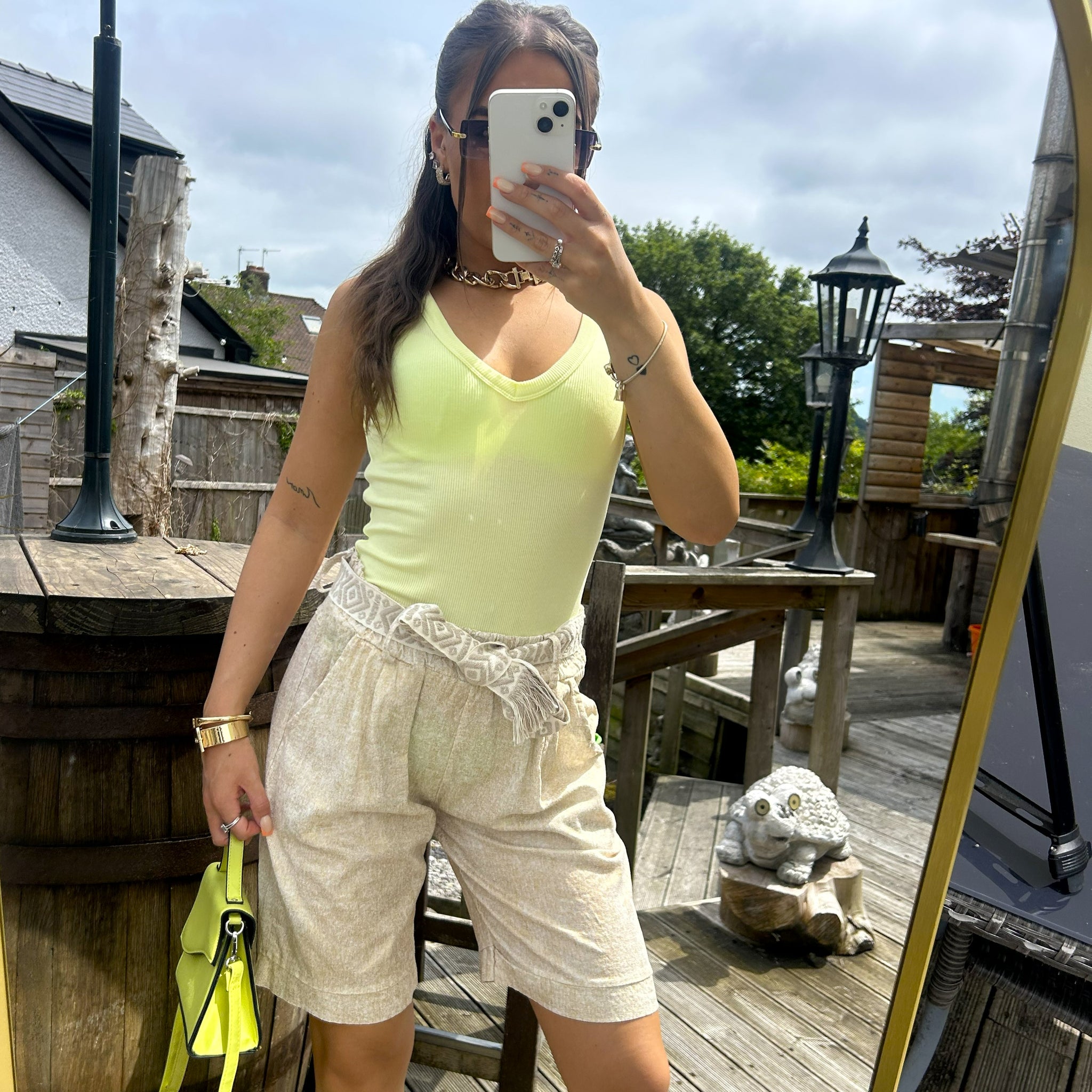 Golden Shimmer Belted Jorts