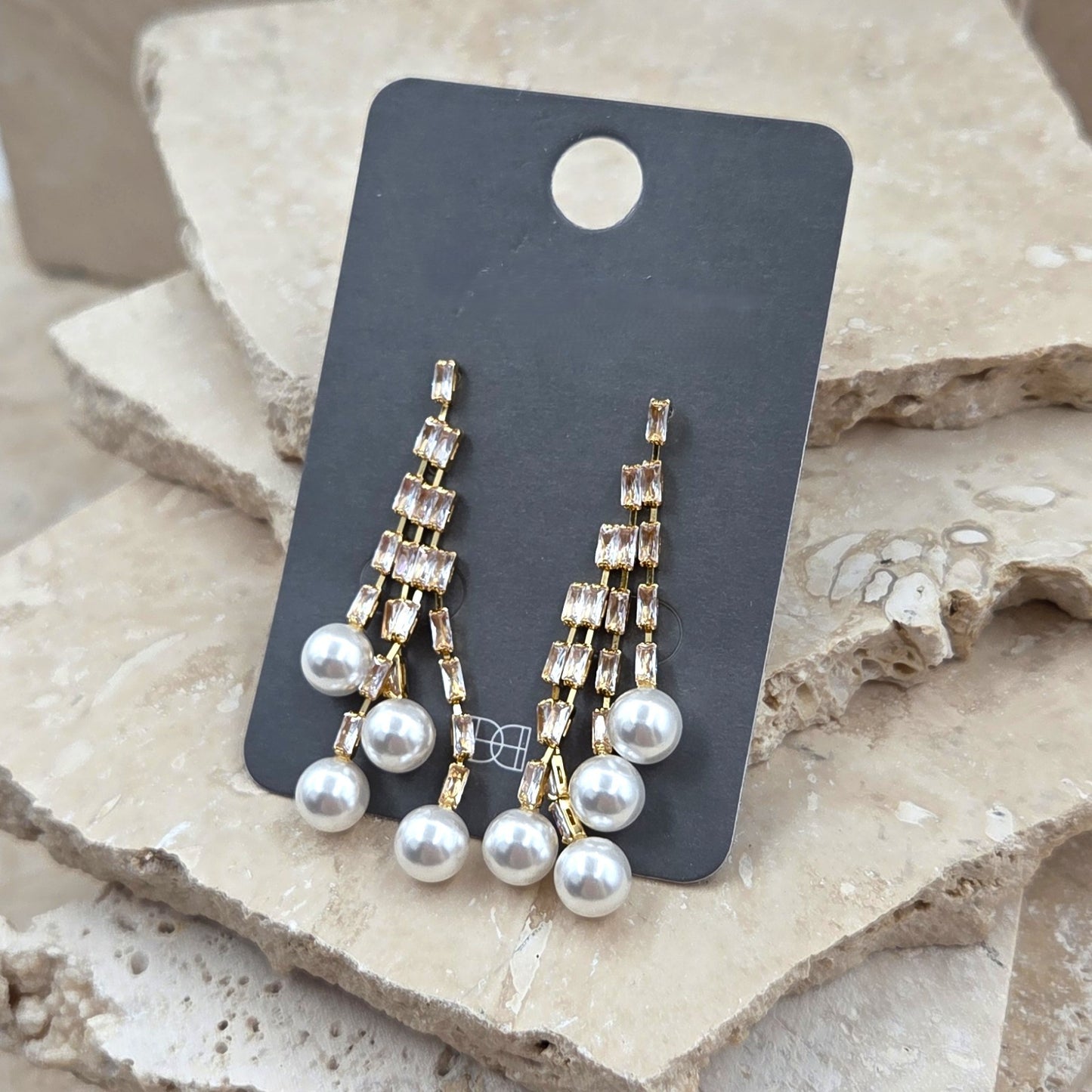 Waterfall Crystal And Pearl Earrings