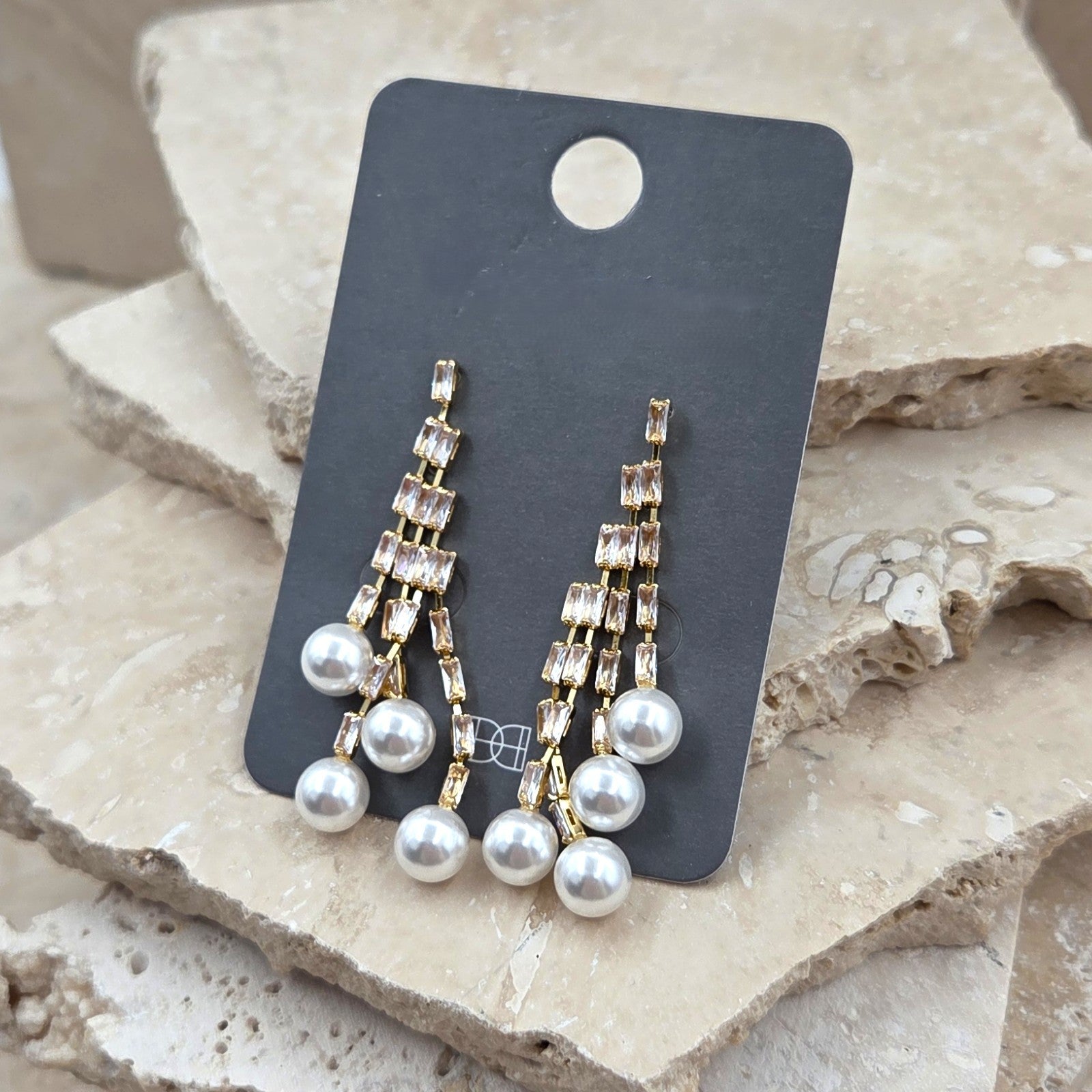 Waterfall Crystal And Pearl Earrings
