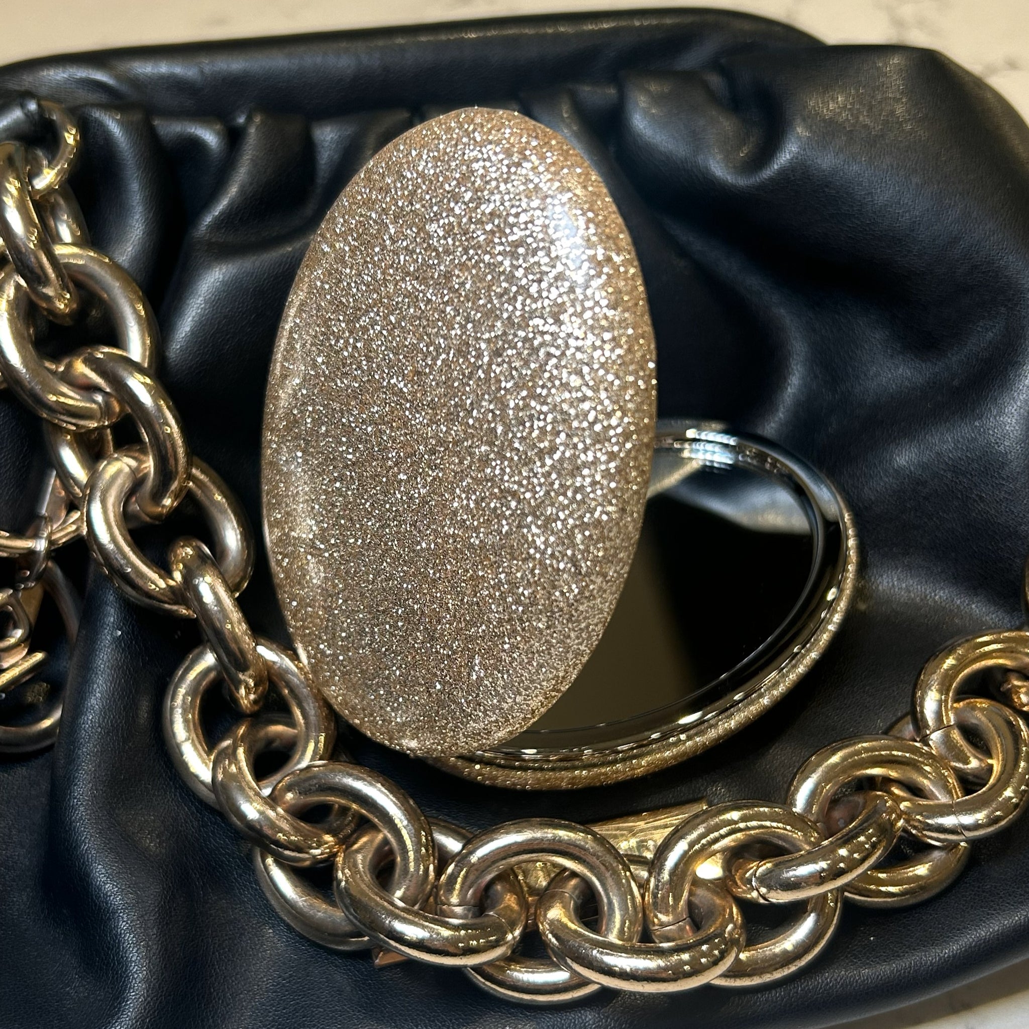 Gold Glitter Compact Mirror