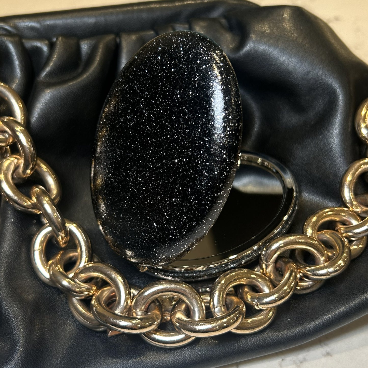 Black Glitter Compact Mirror