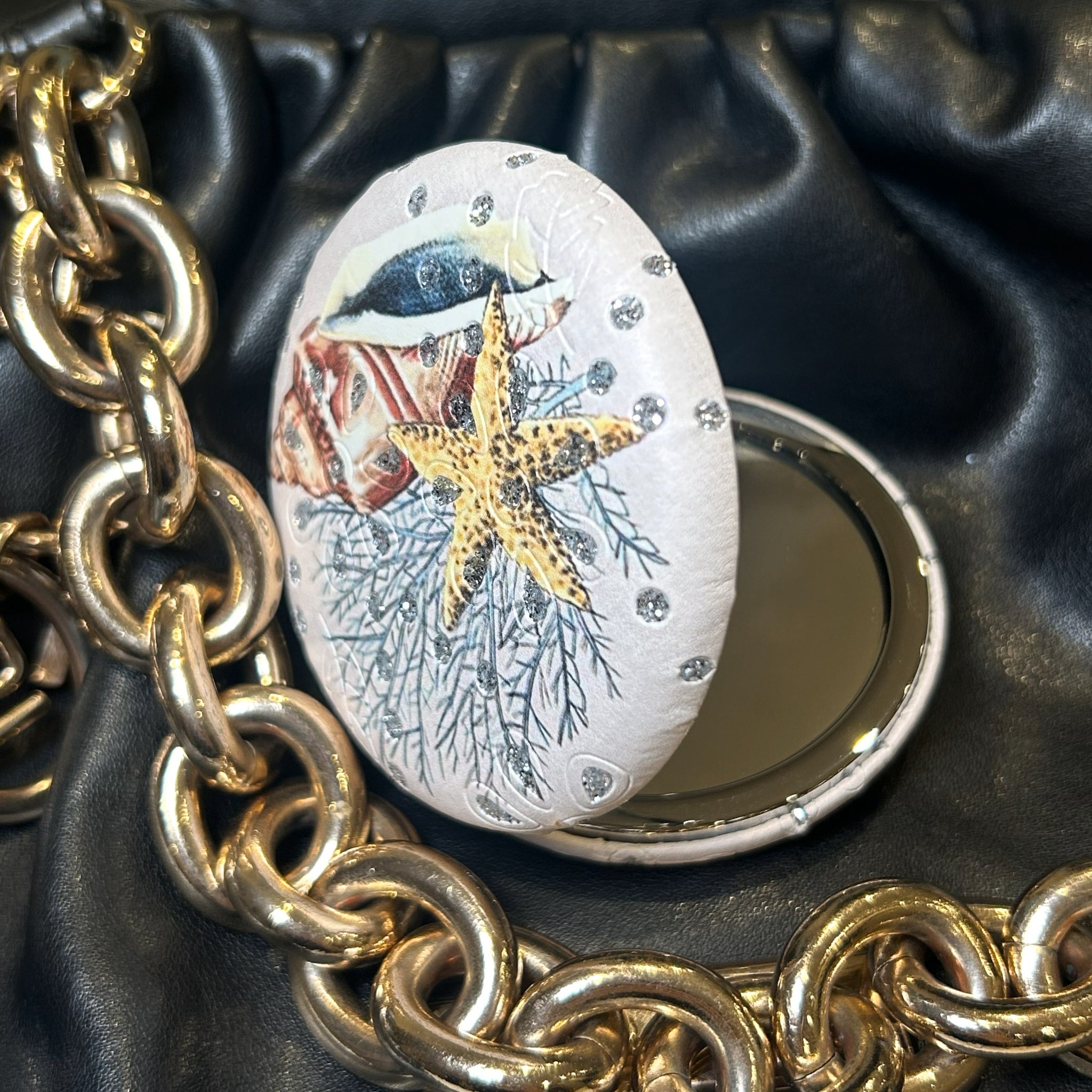 Star Fish And Shell Compact Mirror