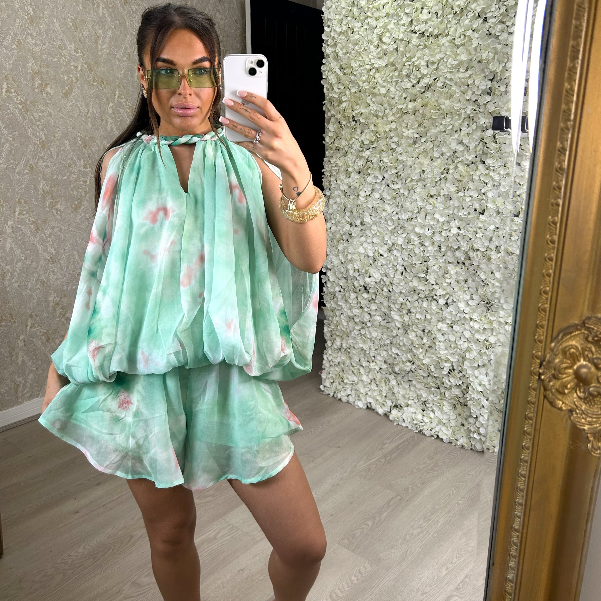 Mint Green Floral Rope Co-Ord Set
