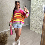 Stripe V-neck Knitted Jumper