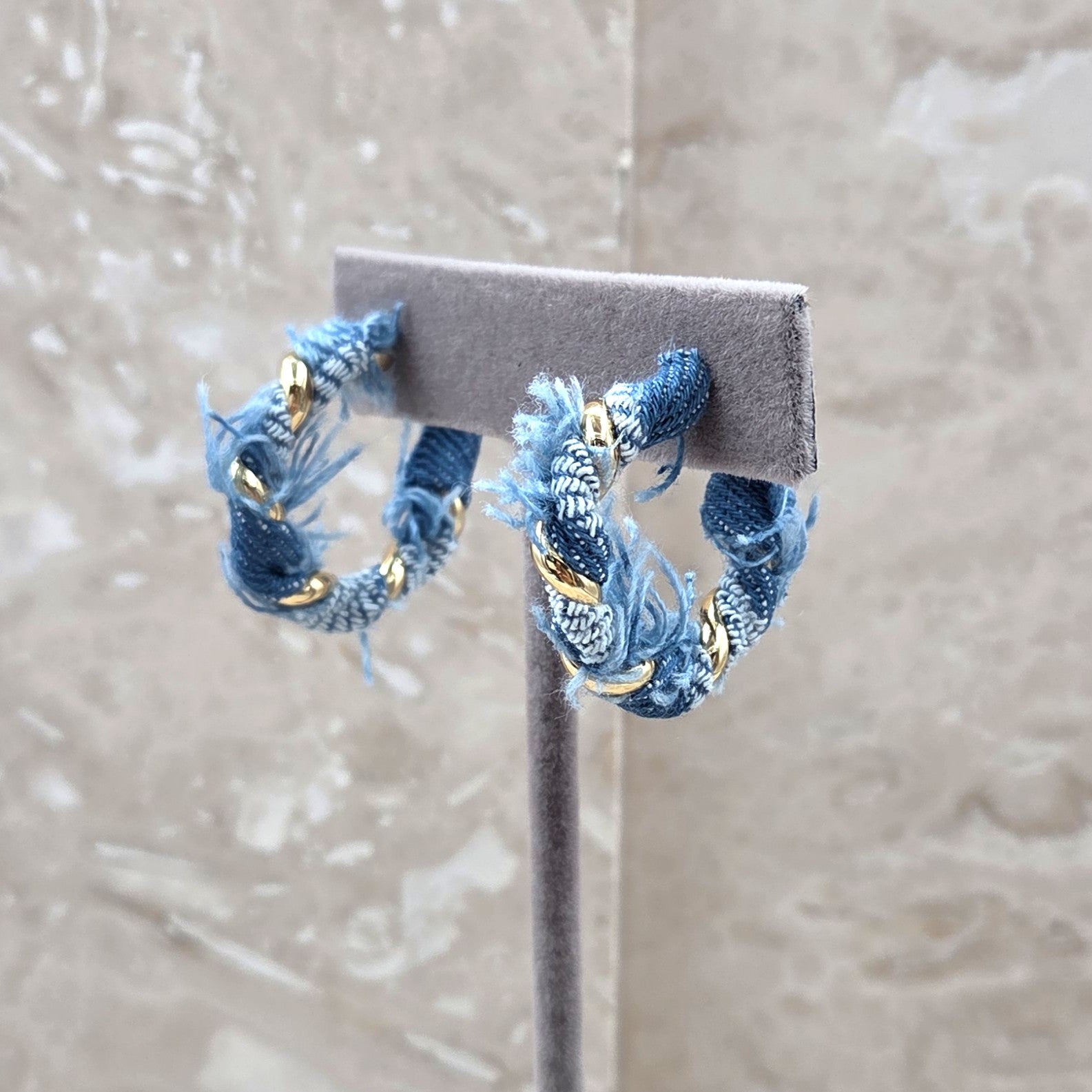 Denim Raw Edge Earrings