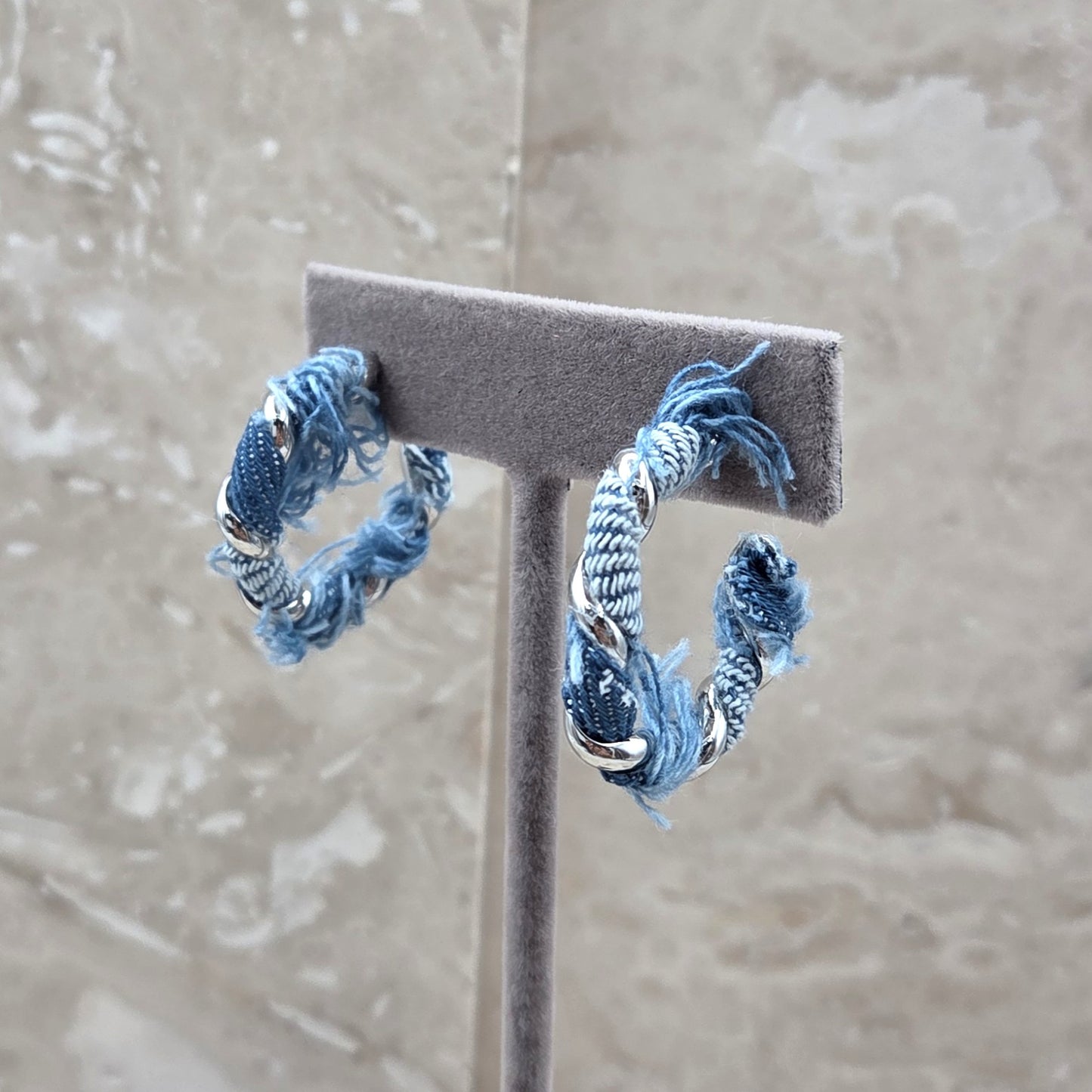 Denim Raw Edge Earrings