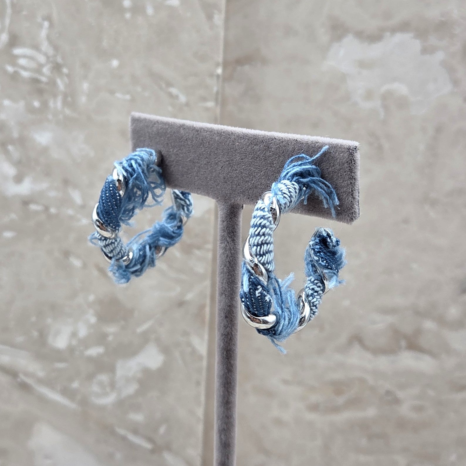 Denim Raw Edge Earrings