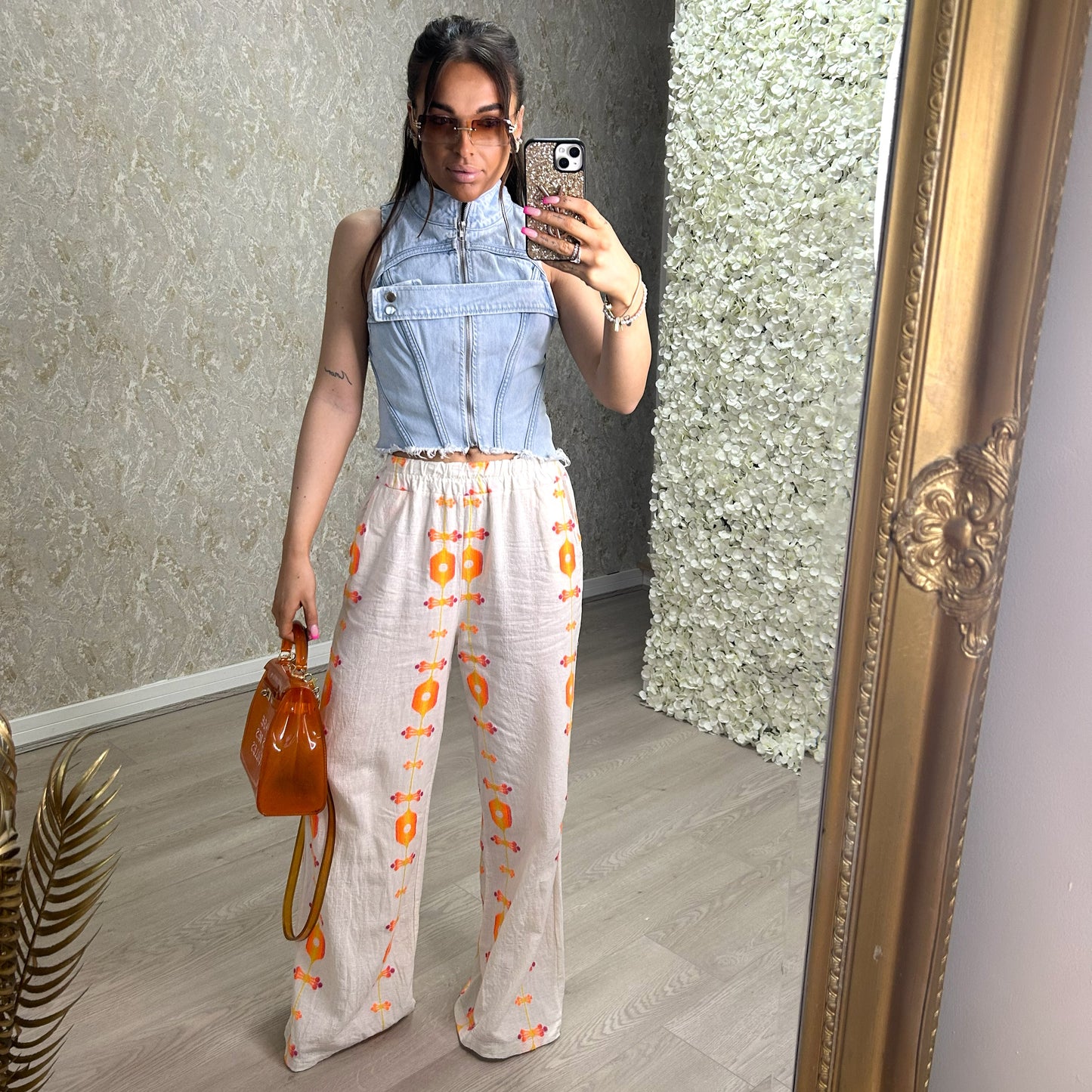 Straight Leg Trousers With Artisanal Embroidery