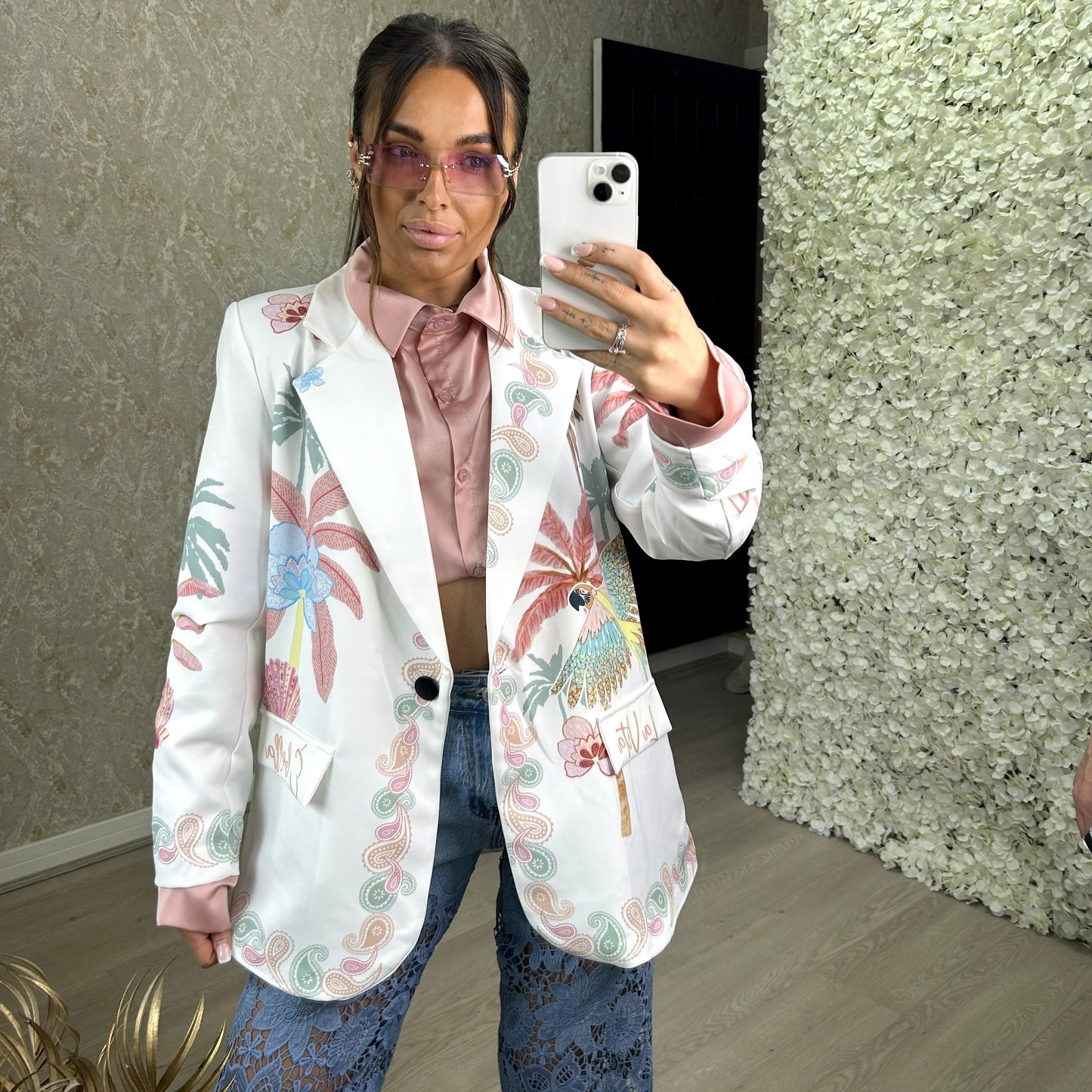 Parrot And Palm Tree Print Blazer