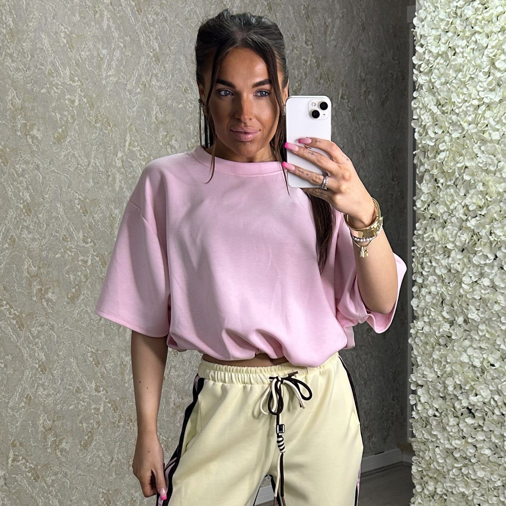 Pink Elasticated Hem Top