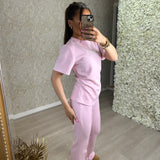 Super Soft Cinch Waist Top And Trouser Set