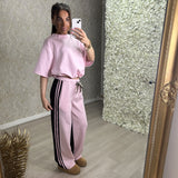 Leopard Joggers With Subtle Pink Stripes