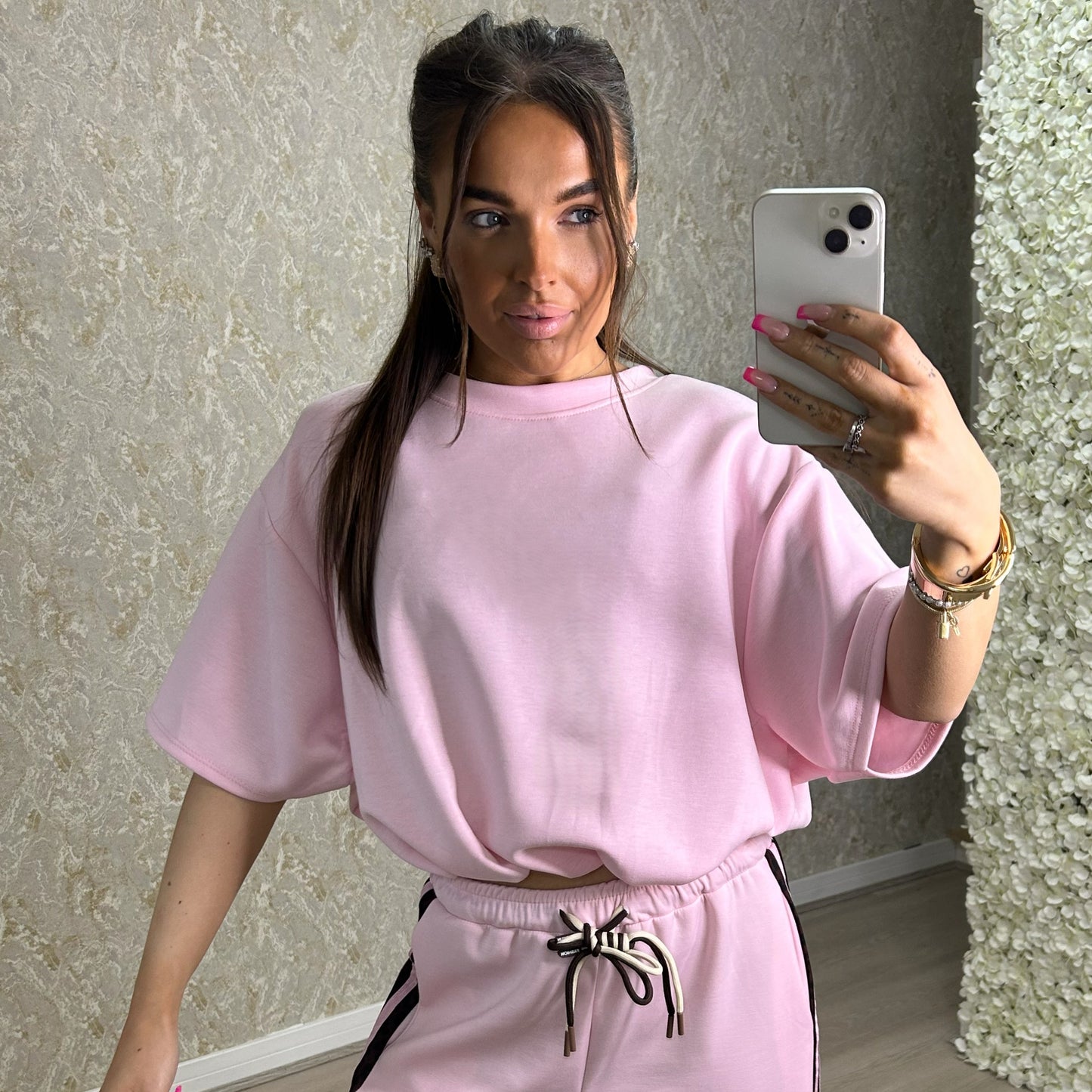 Pink Elasticated Hem Top