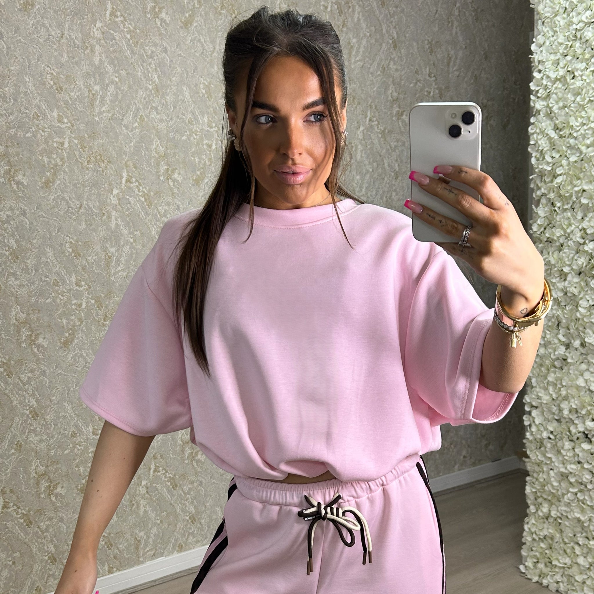 Pink Elasticated Hem Top