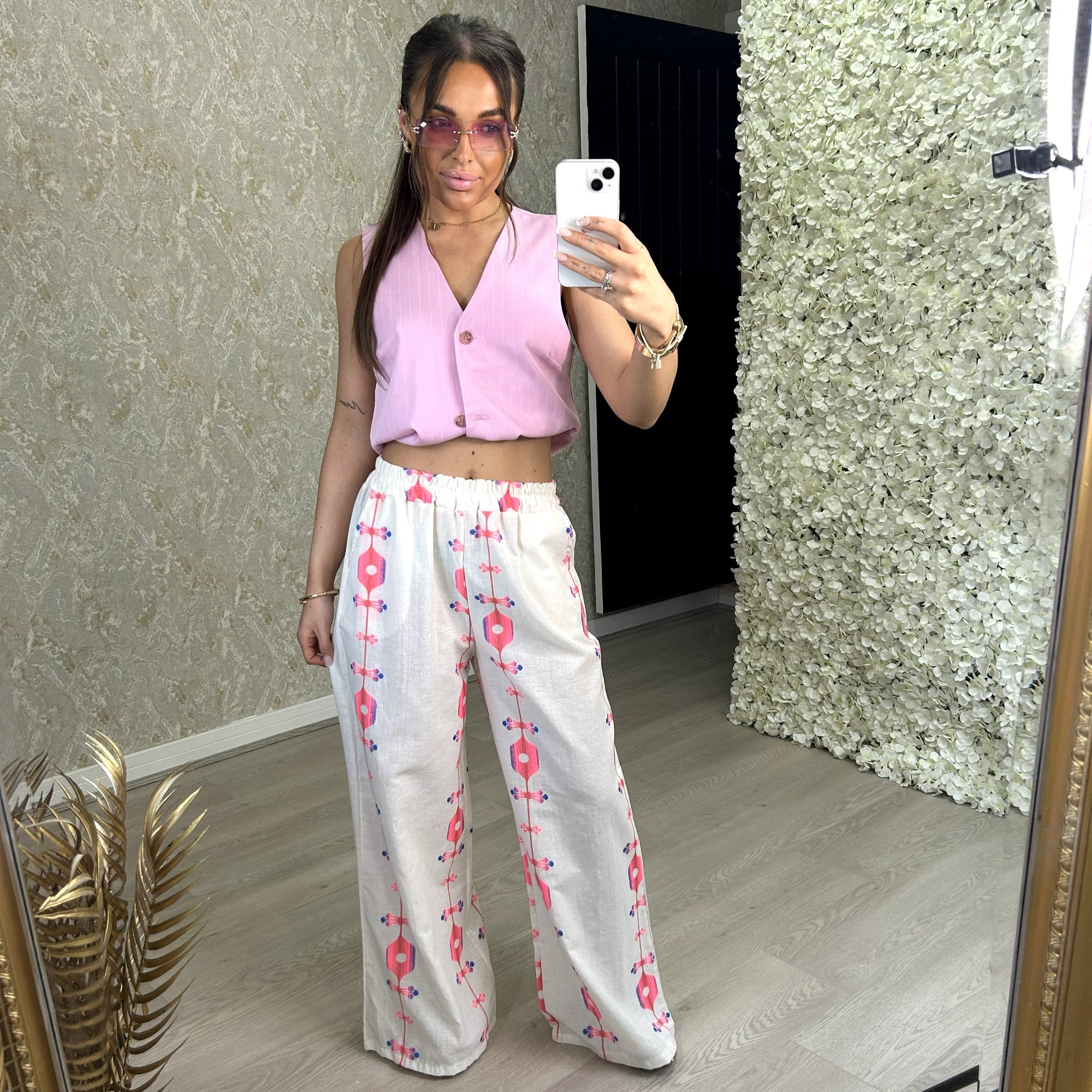 Straight Leg Trousers With Artisanal Embroidery