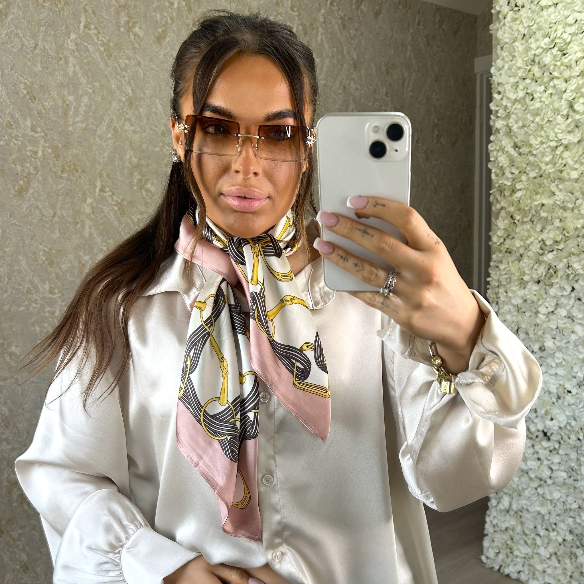 Pink Chain Neck Scarf
