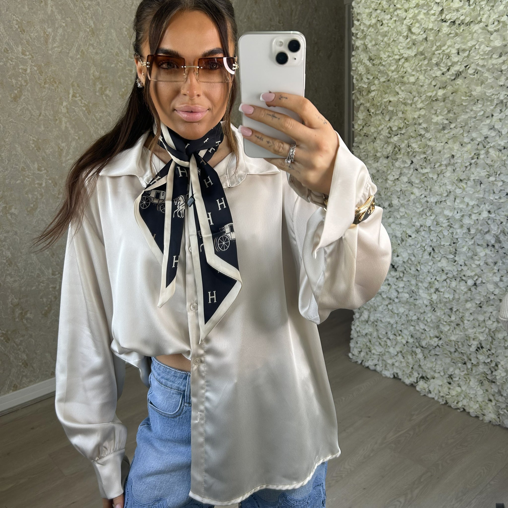 Plain Satin Look Shirt