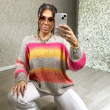 Stripe Knitted V-neck Jumper