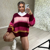 'Alora' - Stripped Knitted V-neck Jumper