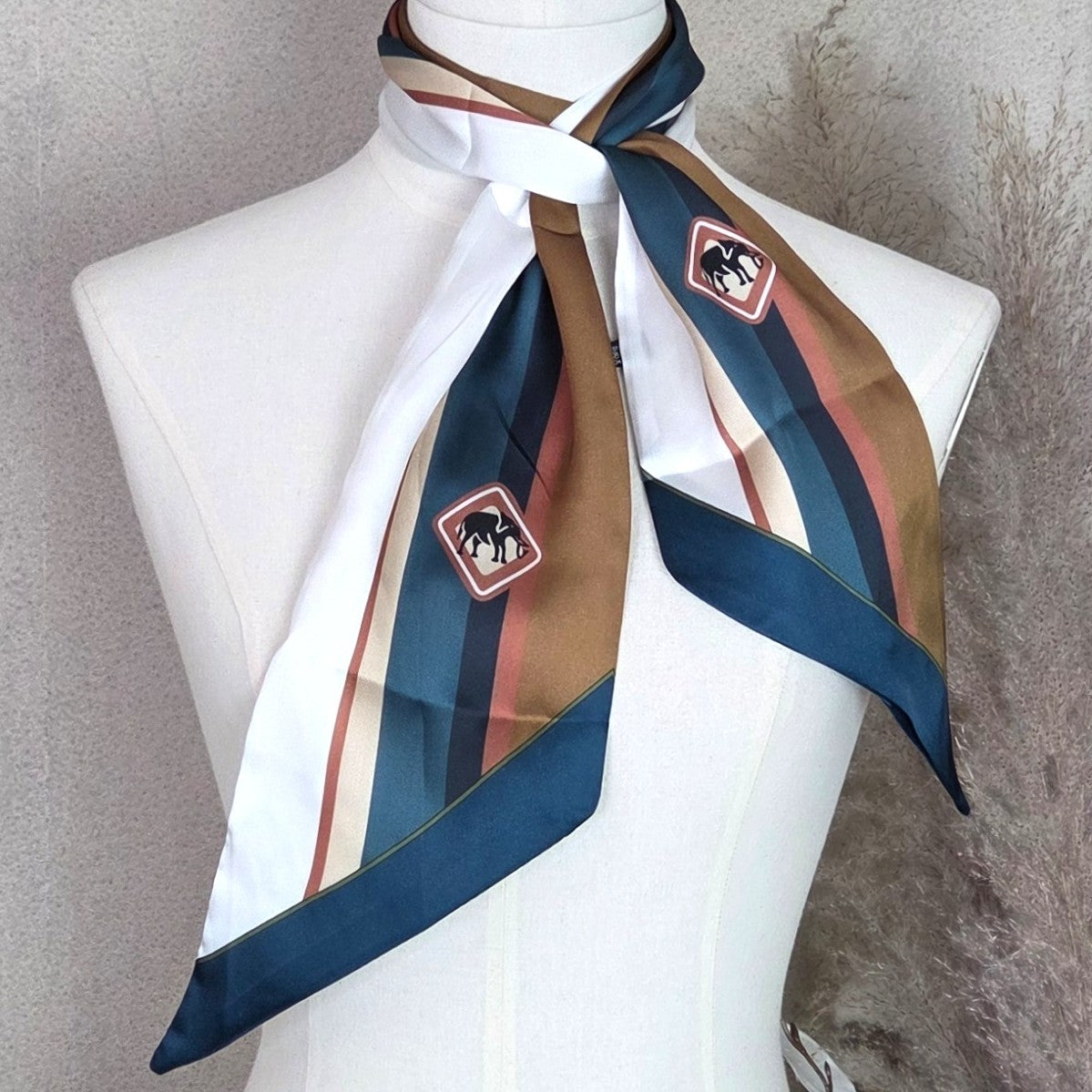 Retro Stripe Silk Neck Scarf