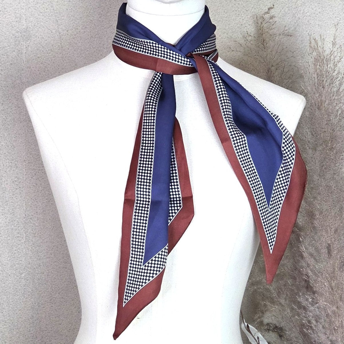 Dotted Border Silk Neck Scarf