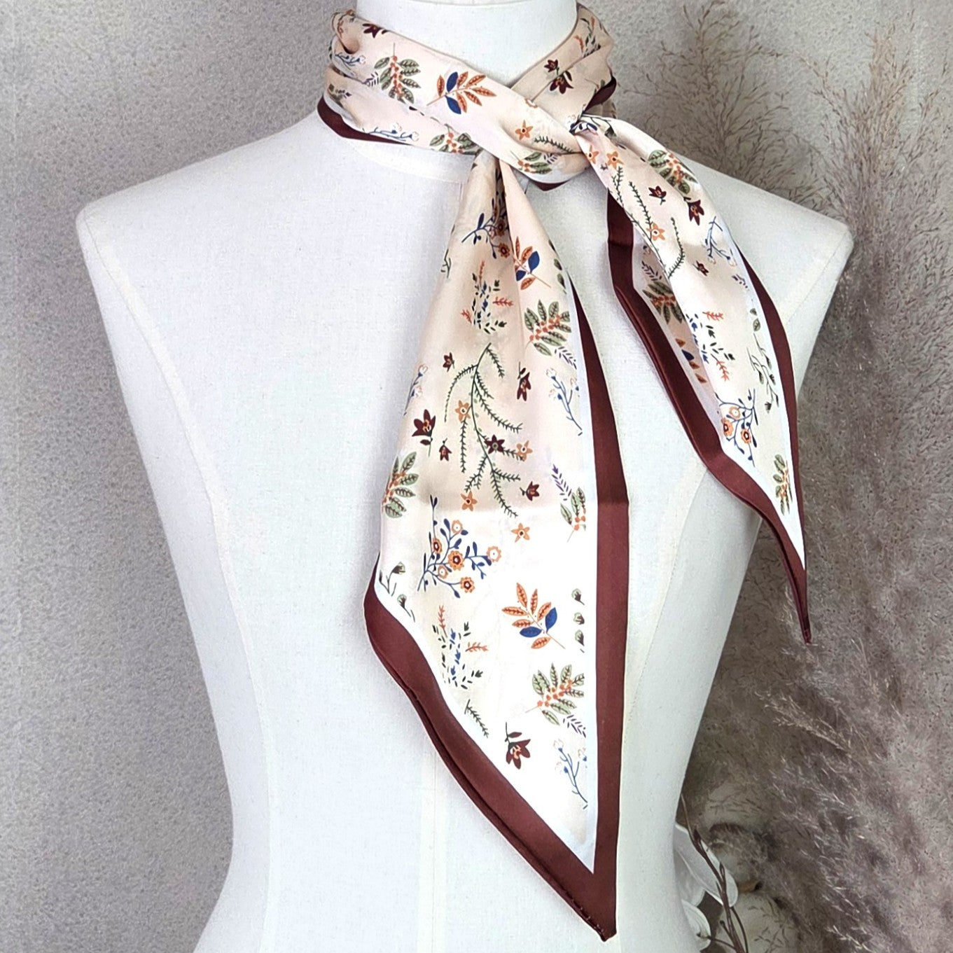 Flower Print Silk Neck Scarf