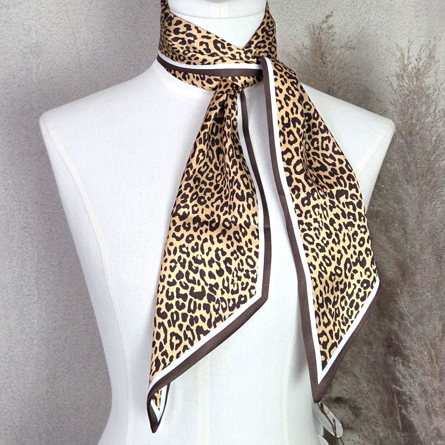 Leopard Print Silk Neck Scarf