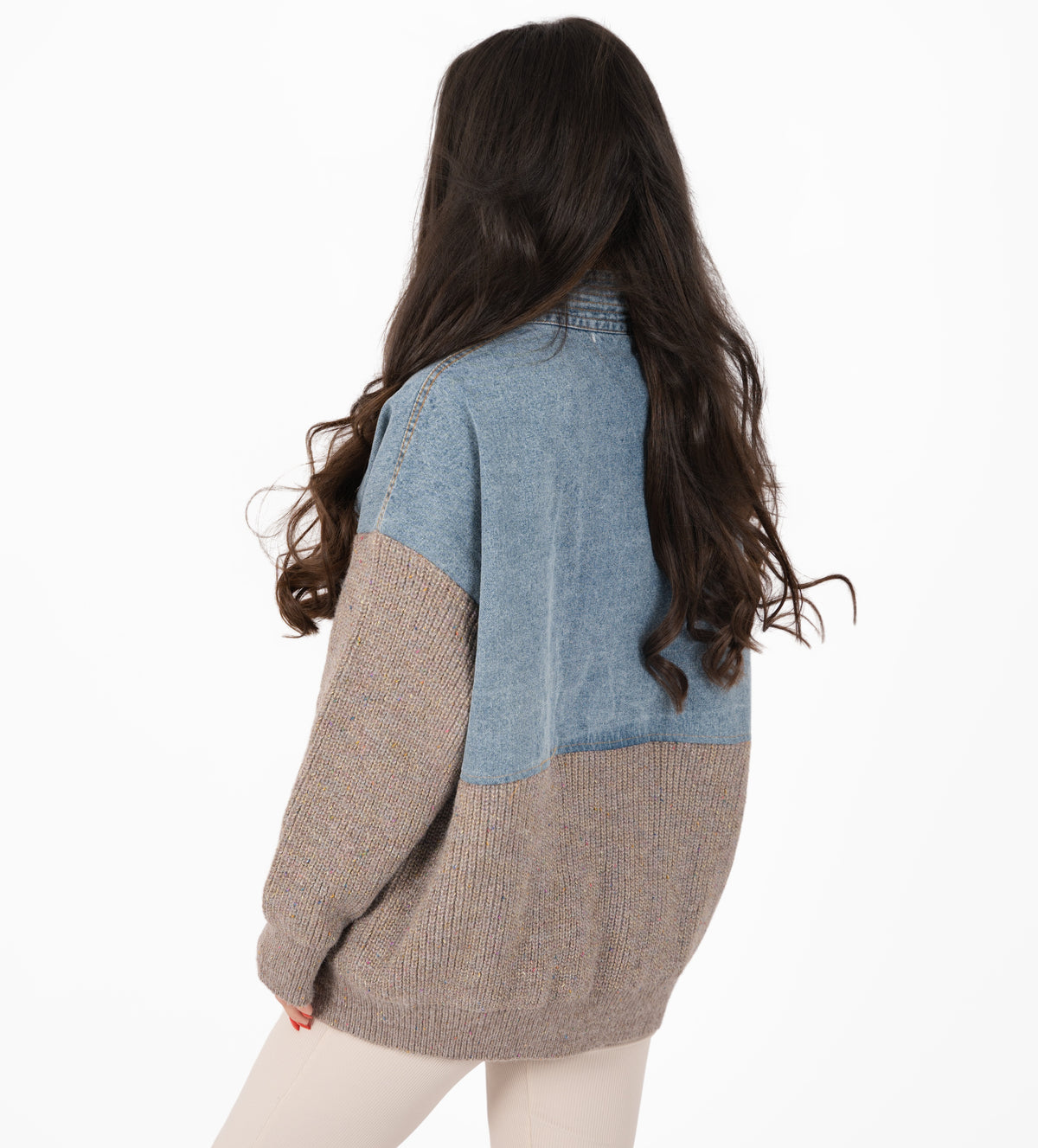 'Sophia' - Denim Knit Contrast Jacket