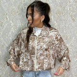 Satin Feel 'Paris' Print Bomber Jacket