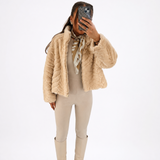 'Carmen' - Chevron Faux Fur Jacket