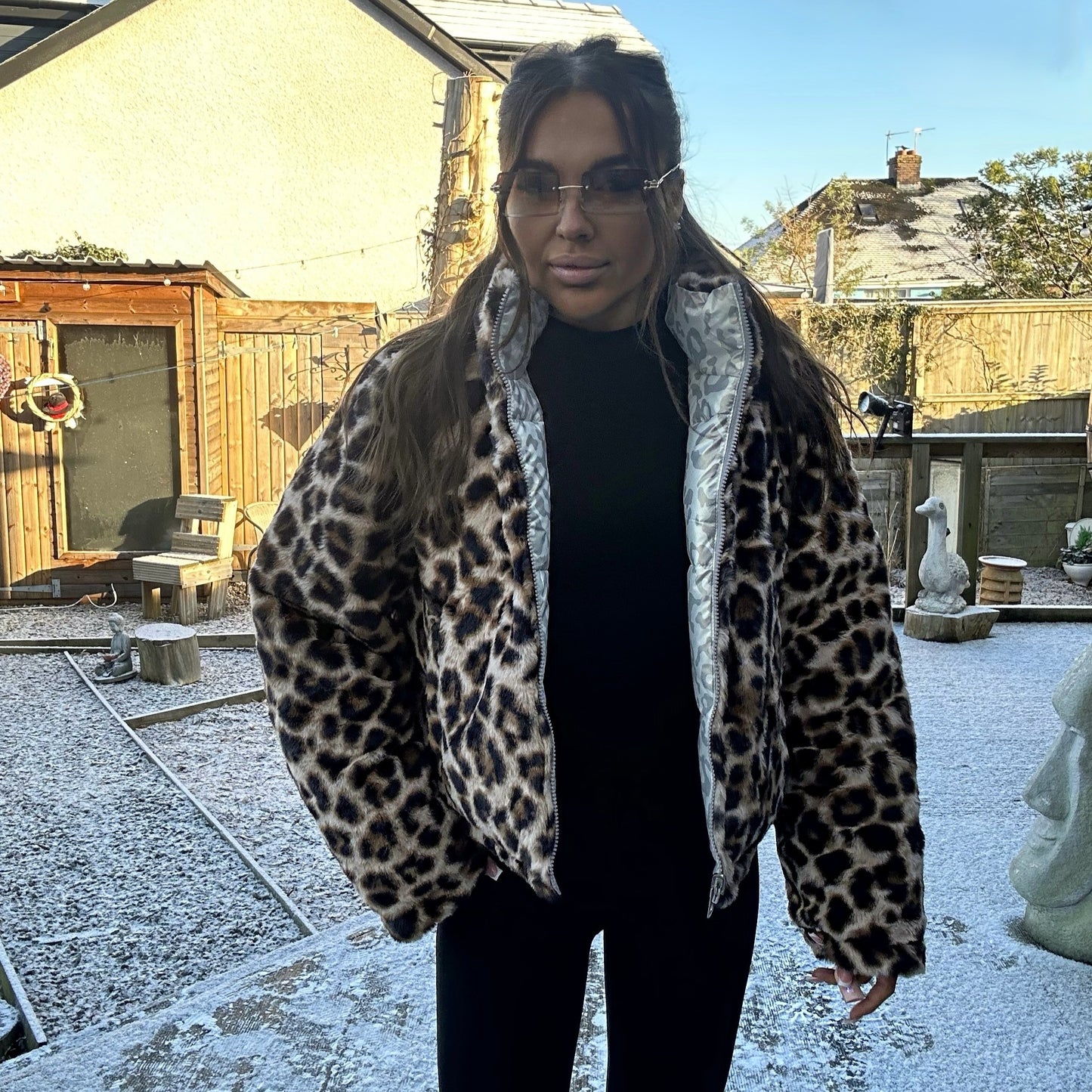 Leopard Metallic Or Fur Two In One Reversable Coat