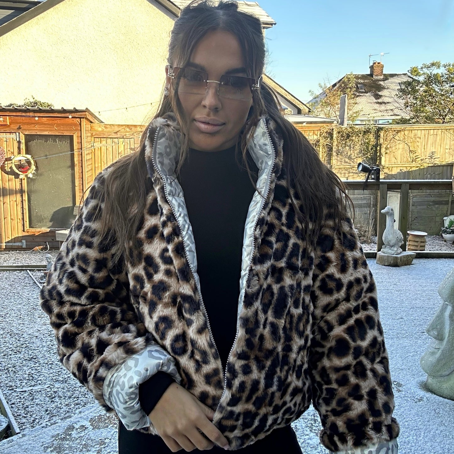 Leopard Metallic Or Fur Two In One Reversable Coat