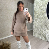 Plain Knitted Jumper And Skirt Set