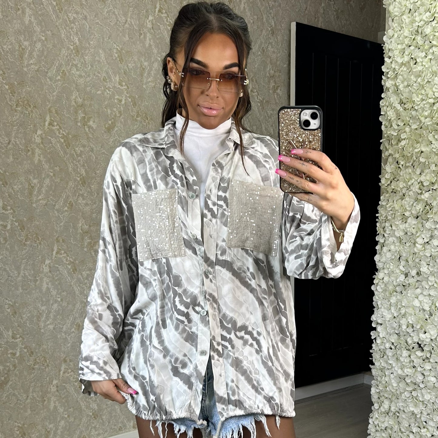 Tie-dye Shirt With Sequin Pockets