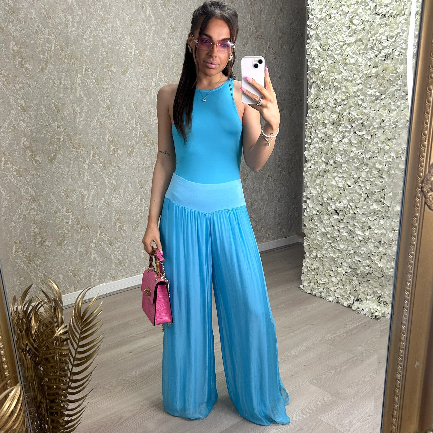 Straight Leg Silk Blend Trousers