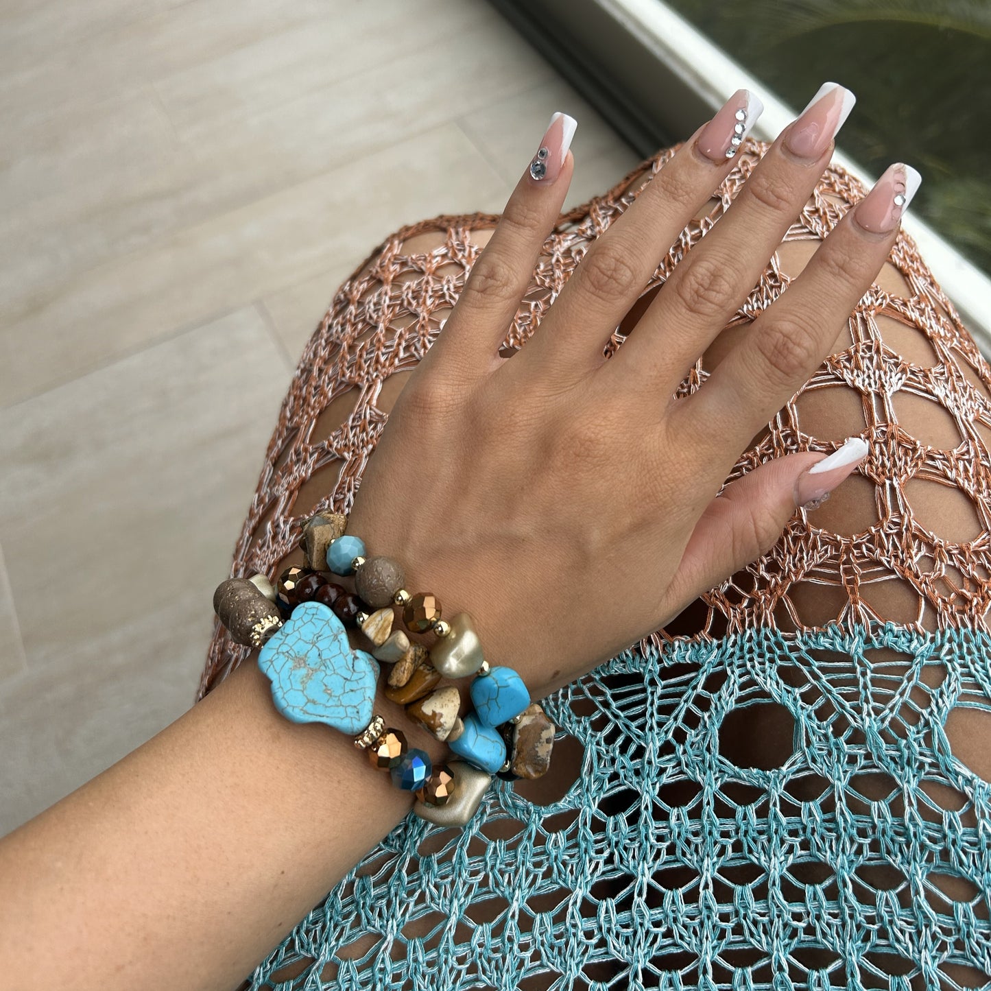 Turquoise Multistrand Beaded Bracelet