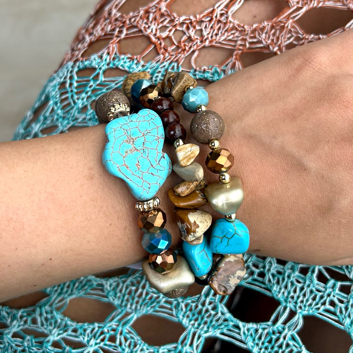 Turquoise Multistrand Beaded Bracelet