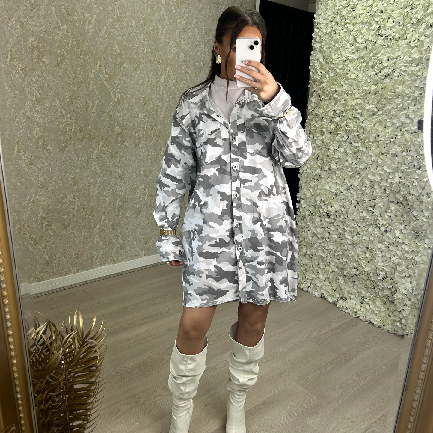 Camouflage Longline Shirt Dress / Jacket