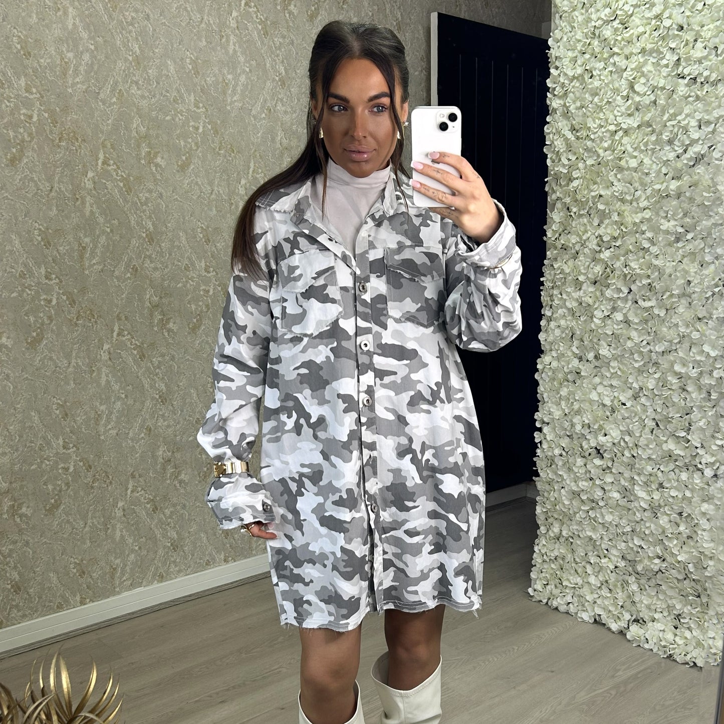 Camouflage Longline Shirt Dress / Jacket