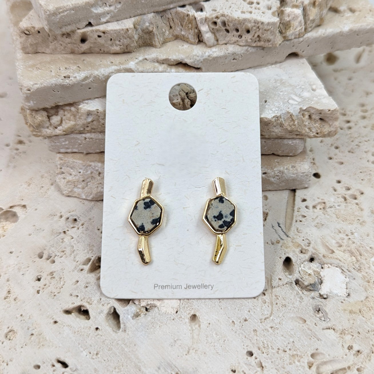 Geometric Leopard Jasper Earrings