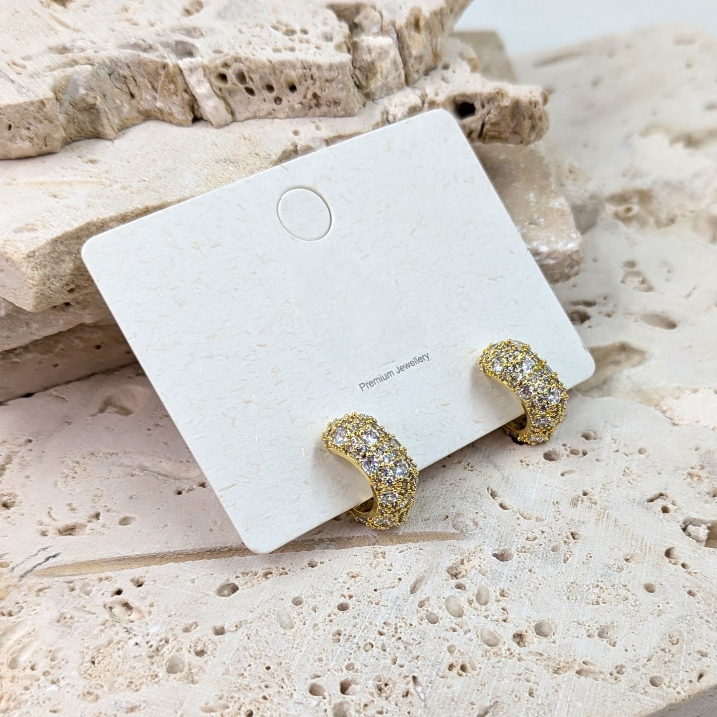 CZ Encrusted Curve Earrings