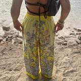 Yellow Flower Print Straight Leg Trousers