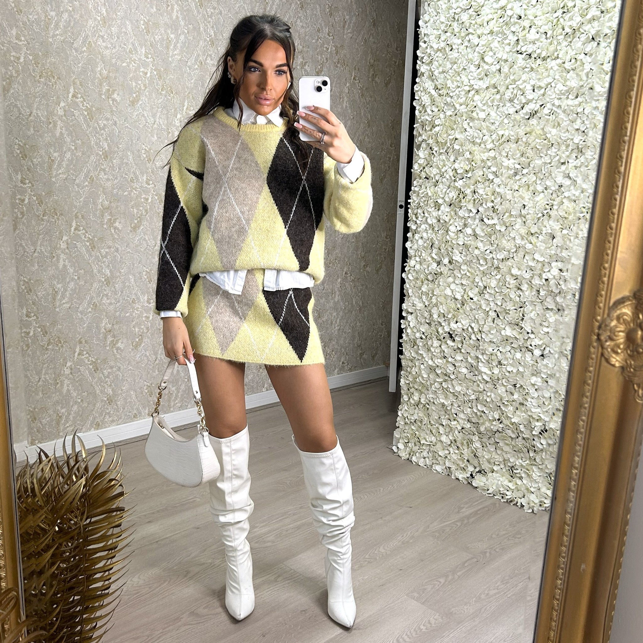 Argyle Print Knitted Co-Ord Set