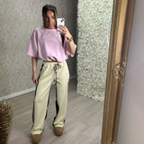Leopard Joggers With Subtle Pink Stripes