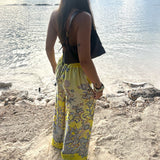 Yellow Flower Print Straight Leg Trousers