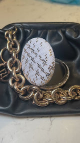 White And Gold Metallic Compact Mirrro