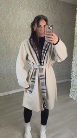 Long Jacket With Designer Inspired Check Lining