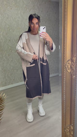 High Quality 3 Colour Tone Long Length Cardigan
