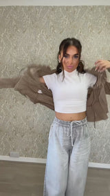 Stripe Ruffle Tie Front Top